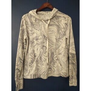 Freely Hooded Sweater Purple White Marble Womens Size Small